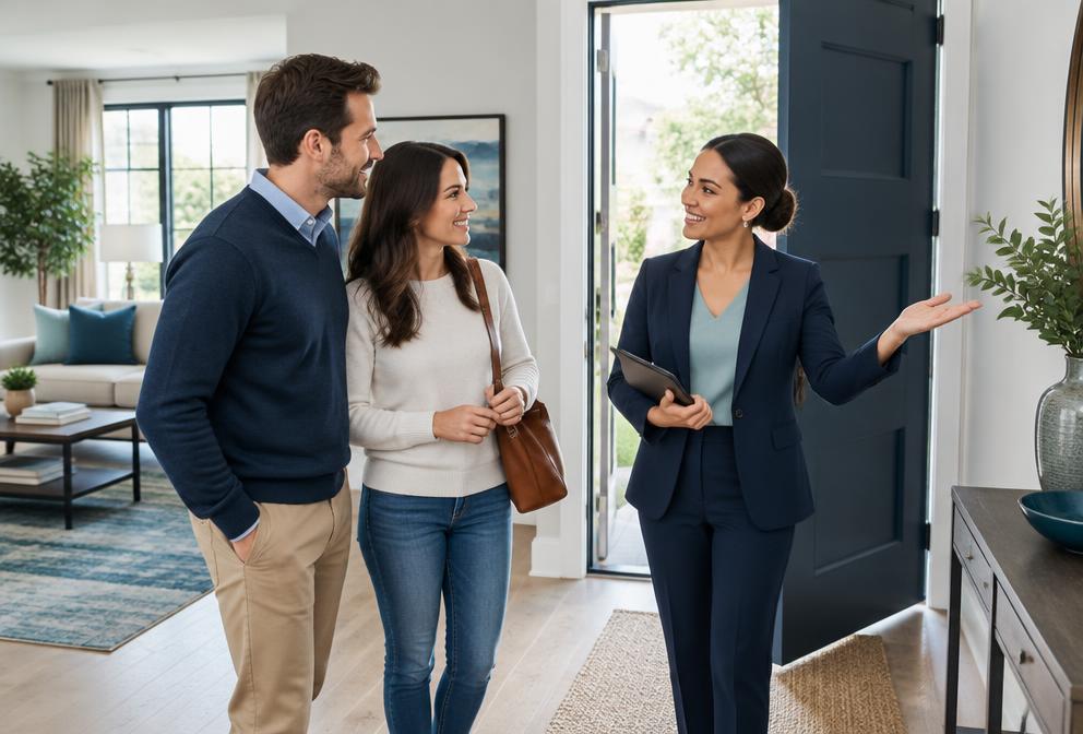 A couple touring a home with a local real estate professional